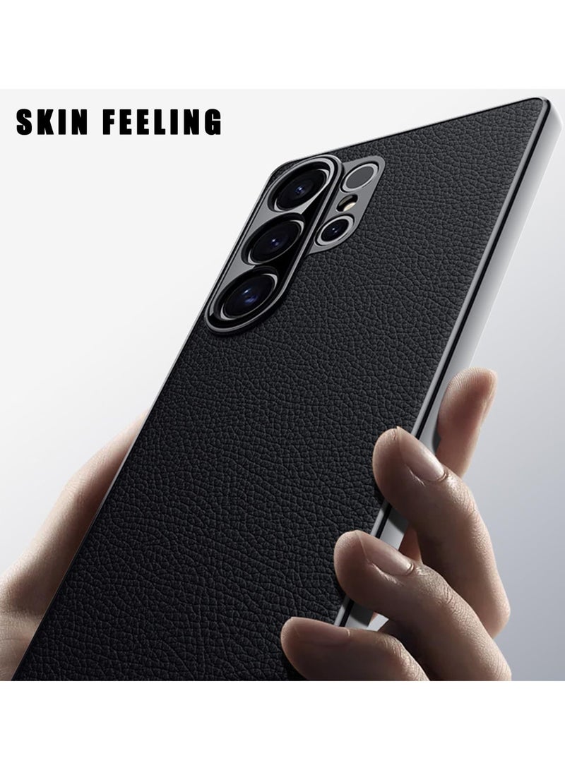 عام غطاء جلدي لـ Samsung Galaxy S25 Ultra، غطاء فائق النحافة بنسيج حبيبات الليتشي، غطاء مطفأ ومضاد للصدمات. - Image 4